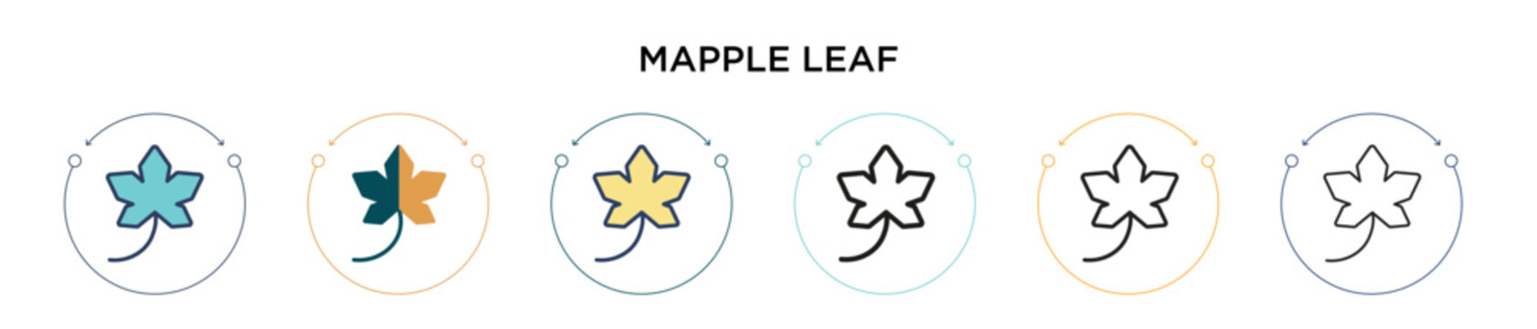 Mapple leaf icon in filled, thin line, outline and stroke style. Vector illustration of two colored and black mapple leaf vector icons designs can be used for mobile, ui, web