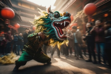 Fototapeta na wymiar Chinese new year of the green wooden dragon