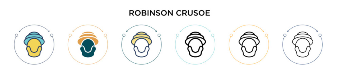 Robinson crusoe icon in filled, thin line, outline and stroke style. Vector illustration of two colored and black robinson crusoe vector icons designs can be used for mobile, ui, web - obrazy, fototapety, plakaty