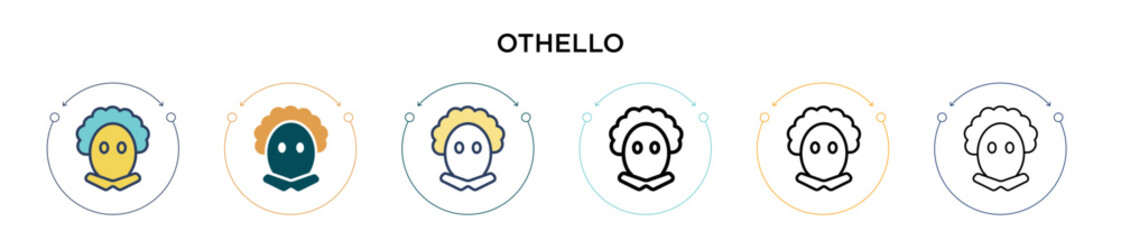 Othello icon in filled, thin line, outline and stroke style. Vector illustration of two colored and black othello vector icons designs can be used for mobile, ui, web