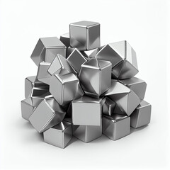 A pile of raw lithium metal cubes isolated, White background, clipart, no text, no mockup, Ai generated image 