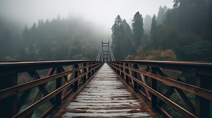 Naklejka premium Bridge with path view made with Ai generative technology, Property is fictional