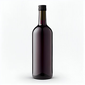 An empty blank bottle of red wine isolated and White background, clipart, Ai generated image