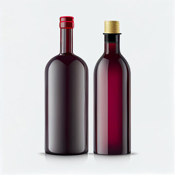 An empty blank bottle of red wine isolated and White background, clipart, Ai generated image