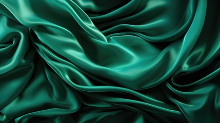 Obraz premium Abstract green silk satin wavy background