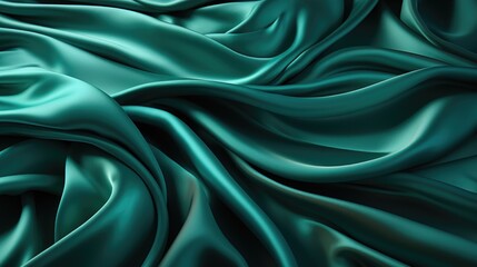 Fototapeta premium Abstract green silk satin wavy background