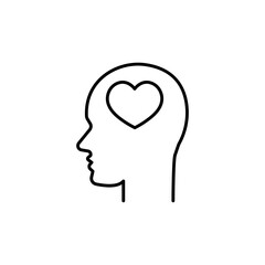 Head heart icon. Simple line, outline illustration elements of brain process icons for ui and ux, website or mobile application