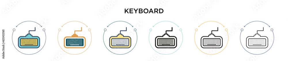 Fototapete keyboard icon in filled, thin line, outline and stroke style. vector illustration of two colored and