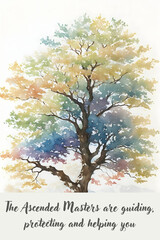 tree with leaves - Spiritual Positive Quote - Watercolor Landscape wall art - Generative AI