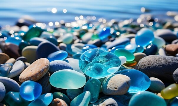 Premium Photo  Glass stones on the beach generative ai