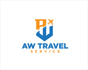 aw travel logo designs simple modern for traveling and transport logo