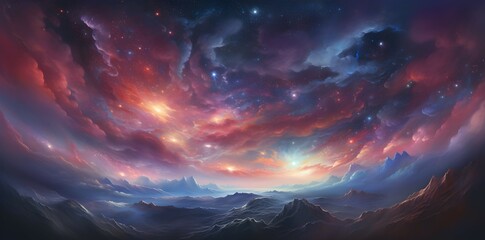 Fototapeta premium beautiful and colorful nebula in space. generative AI illustration.