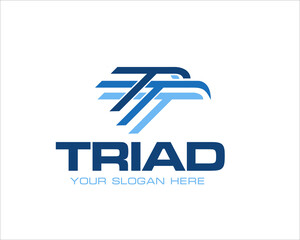 3 t triad eagle logo designs for travel or transportation and technology logo designs - obrazy, fototapety, plakaty