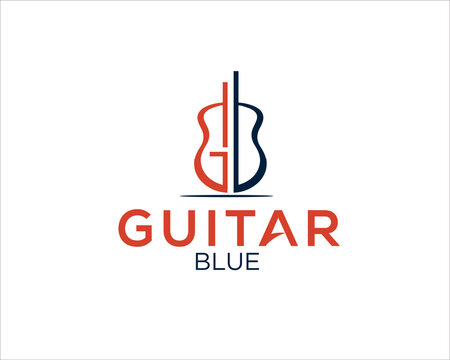g b guitar logo designs simple modern logo