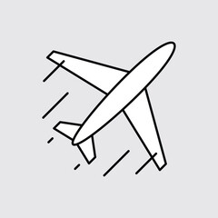 Flying airplane line icon. Transportation symbol. Vector illustration for graphic and web design.