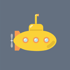 Sea submarine with periscope icon. Vector illustration.