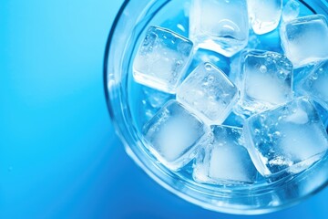 Ice cubes in a glass with crystal clear water