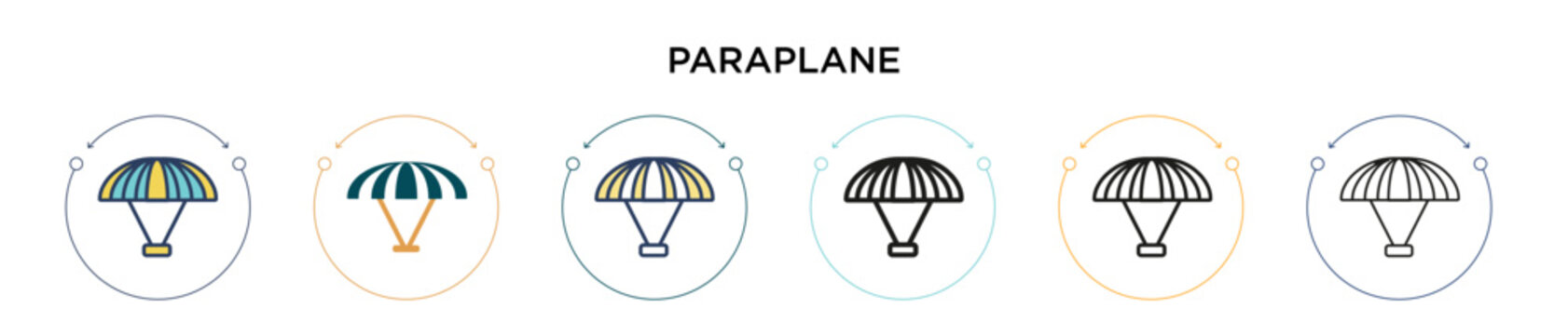 Paraplane icon in filled, thin line, outline and stroke style. Vector illustration of two colored and black paraplane vector icons designs can be used for mobile, ui, web