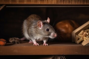 Small brown rat wildlife. Generate AI - obrazy, fototapety, plakaty