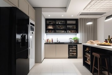 Stylish kitchen fridge. Generate Ai