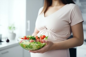 Obraz na płótnie Canvas Woman bowl vegetables salad. Generate Ai