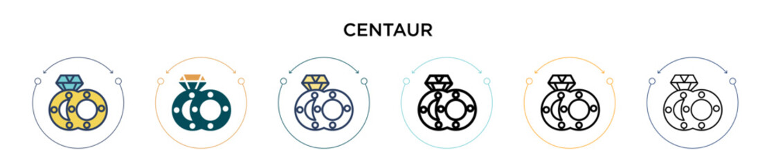 Centaur icon in filled, thin line, outline and stroke style. Vector illustration of two colored and black centaur vector icons designs can be used for mobile, ui, web