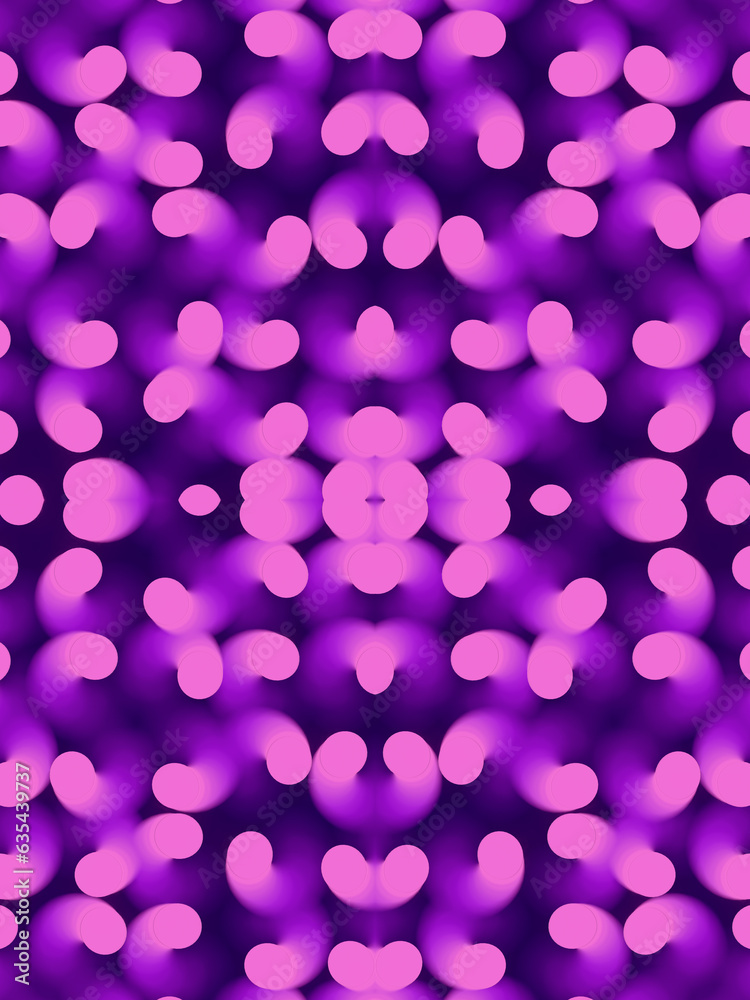Poster Symmetrical pattern of spiral shaped objects with depth of field effect. 3d rendering digital illustration