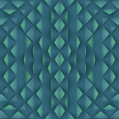 Geometric symmetrical composition of triangles with blue-green gradient. 3d rendering digital illustration