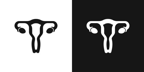 Female uterus vector icon. Uterus and ovaries, gynecology sign