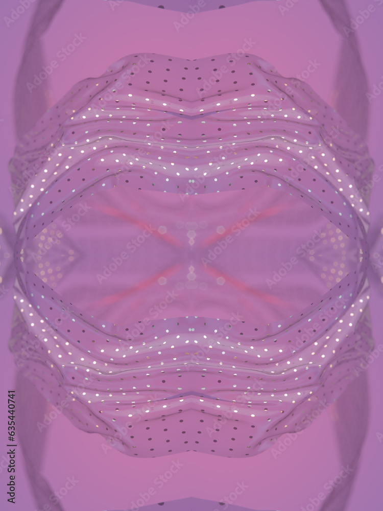 Aufkleber symmetrical pattern of flowing strips of transparent plastic. 3d rendering digital illustration