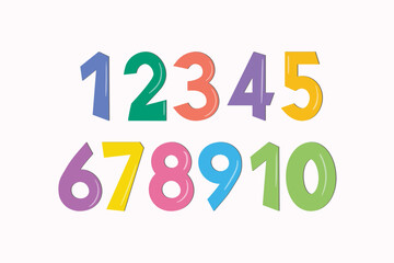 Set of colorful numbers. Vector illustration. Template elements for greeting card, web design. Mathematics educational children game