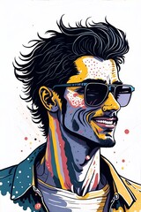 Man with sunglasses. AI generated illustration