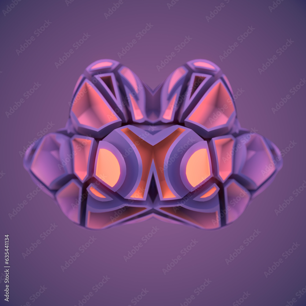 Aufkleber 3d rendering digital illustration of a crystal three-dimensional pattern. Digital background