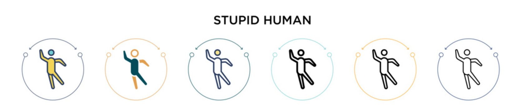 Stupid human icon in filled, thin line, outline and stroke style. Vector illustration of two colored and black stupid human vector icons designs can be used for mobile, ui, web