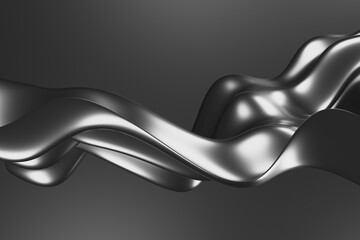 Abstract metal background. Silver steel stripes wavy pattern