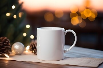 Obraz na płótnie Canvas Christmas white mug mockup