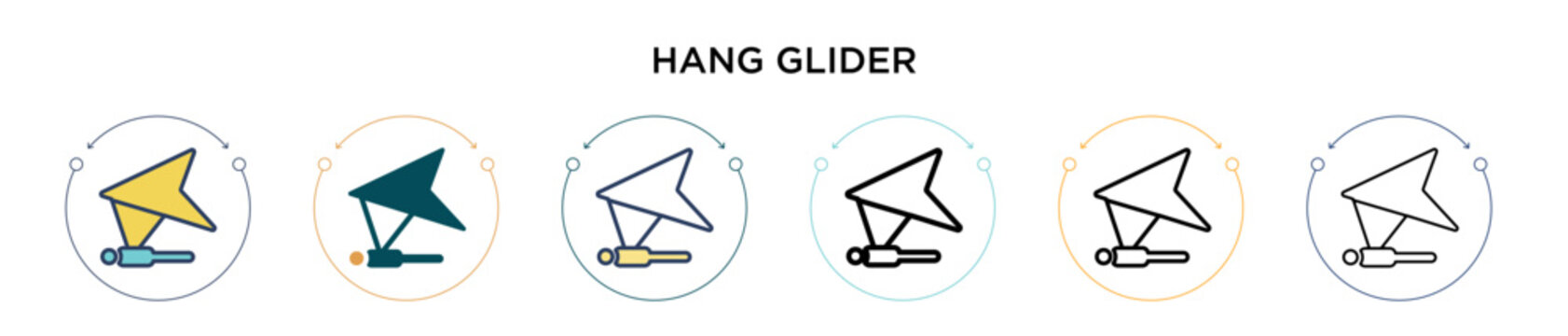 Hang glider icon in filled, thin line, outline and stroke style. Vector illustration of two colored and black hang glider vector icons designs can be used for mobile, ui, web