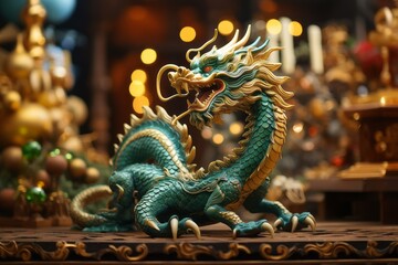Fototapeta premium Chinese new year of the green wooden dragon
