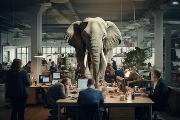 Foto op Aluminium elephant in the room, office scene, AI generative © John