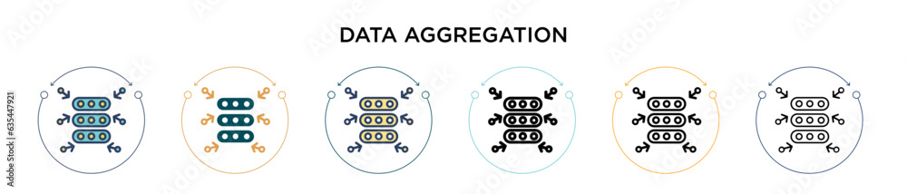 Poster data aggregation icon in filled, thin line, outline and stroke style. vector illustration of two col