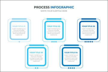 Horizontal process infographic  design with 5 options or steps vector
