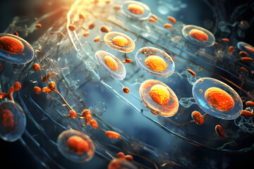 Healing from the Core: Mitochondria's Pivotal Role in Regeneration - obrazy, fototapety, plakaty
