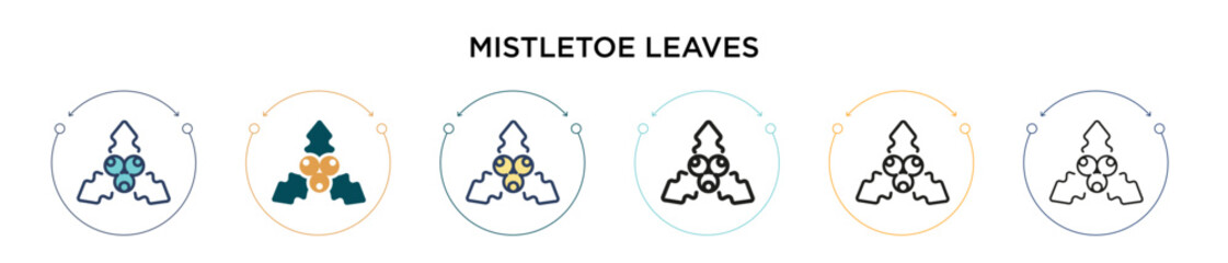 Mistletoe leaves icon in filled, thin line, outline and stroke style. Vector illustration of two colored and black mistletoe leaves vector icons designs can be used for mobile, ui, web