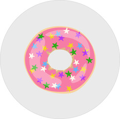 Strawberry doughnut with colorful sprinkle