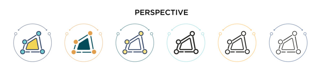 Perspective icon in filled, thin line, outline and stroke style. Vector illustration of two colored and black perspective vector icons designs can be used for mobile, ui, web