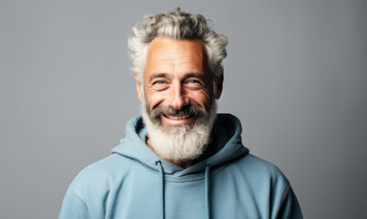 Obraz premium Mid-Aged Senior Confidence: Cheerful Smile on White Background