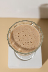 Banana smoothie with milk, banana and nuts