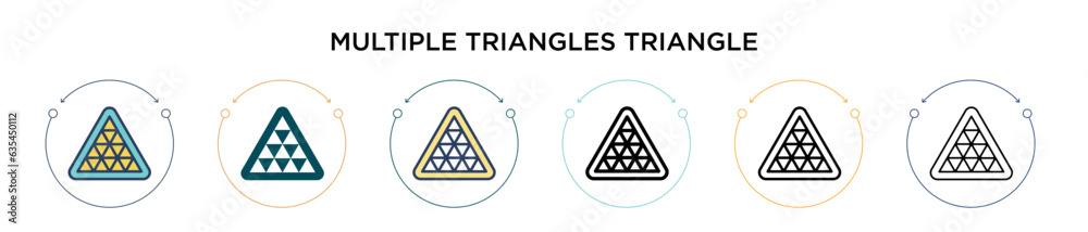 Poster multiple triangles triangle icon in filled, thin line, outline and stroke style. vector illustration
