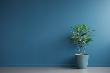 Home Plant on Blue Wall