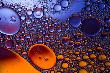 water drops in colorful light, abstract macro background